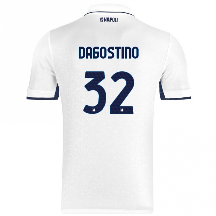 Kids Football Giuseppe Dagostino #32 White Royal Blue Away Jersey 2024/25 T-Shirt Canada