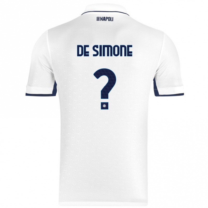 Enfant Football Maillot Paolo De Simone #0 Blanc Bleu Royal Tenues Extérieur 2024/25 Canada