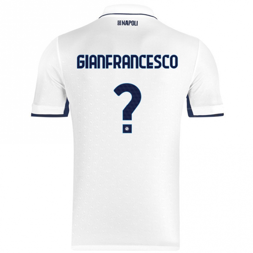 Kids Football Sergio Gianfrancesco #0 White Royal Blue Away Jersey 2024/25 T-Shirt Canada