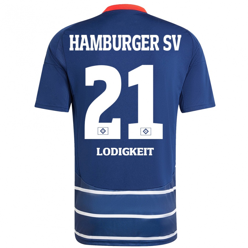 Kids Football Luis Lodigkeit #21 Dark Blue Away Jersey 2024/25 T-Shirt Canada