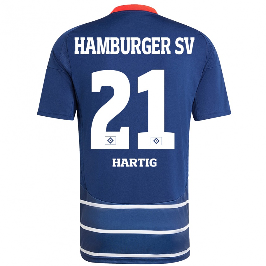 Enfant Football Maillot Jonas-Finn Hartig #21 Bleu Foncé Tenues Extérieur 2024/25 Canada