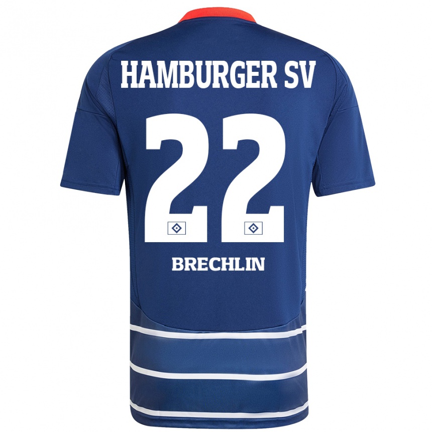 Kids Football Bjarne Brechlin #22 Dark Blue Away Jersey 2024/25 T-Shirt Canada