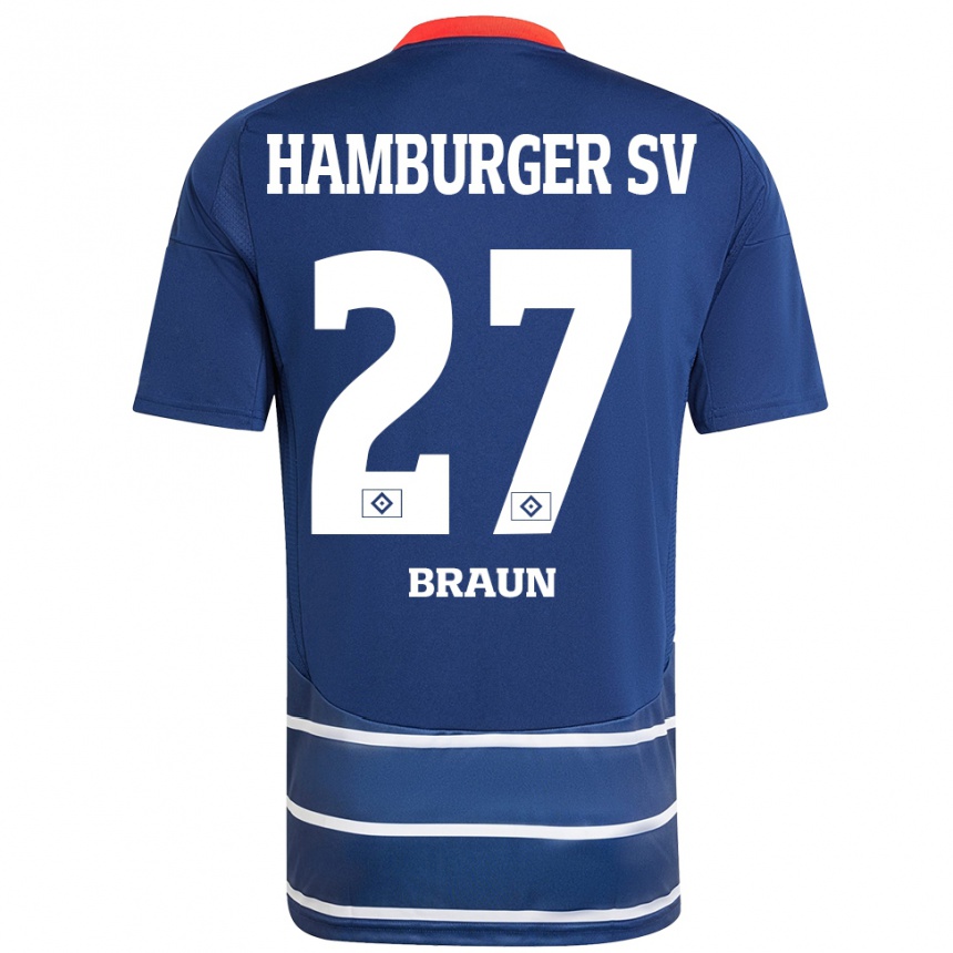 Enfant Football Maillot Elias Braun #27 Bleu Foncé Tenues Extérieur 2024/25 Canada