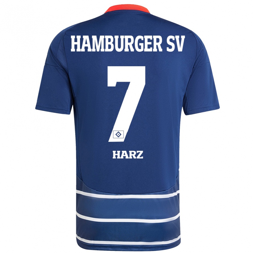 Enfant Football Maillot Theo Harz #7 Bleu Foncé Tenues Extérieur 2024/25 Canada