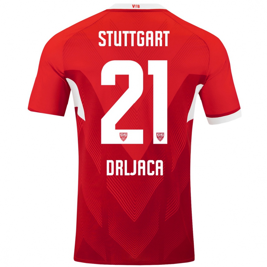 Enfant Football Maillot Stefan Drljaca #21 Blanc Rouge Tenues Extérieur 2024/25 Canada