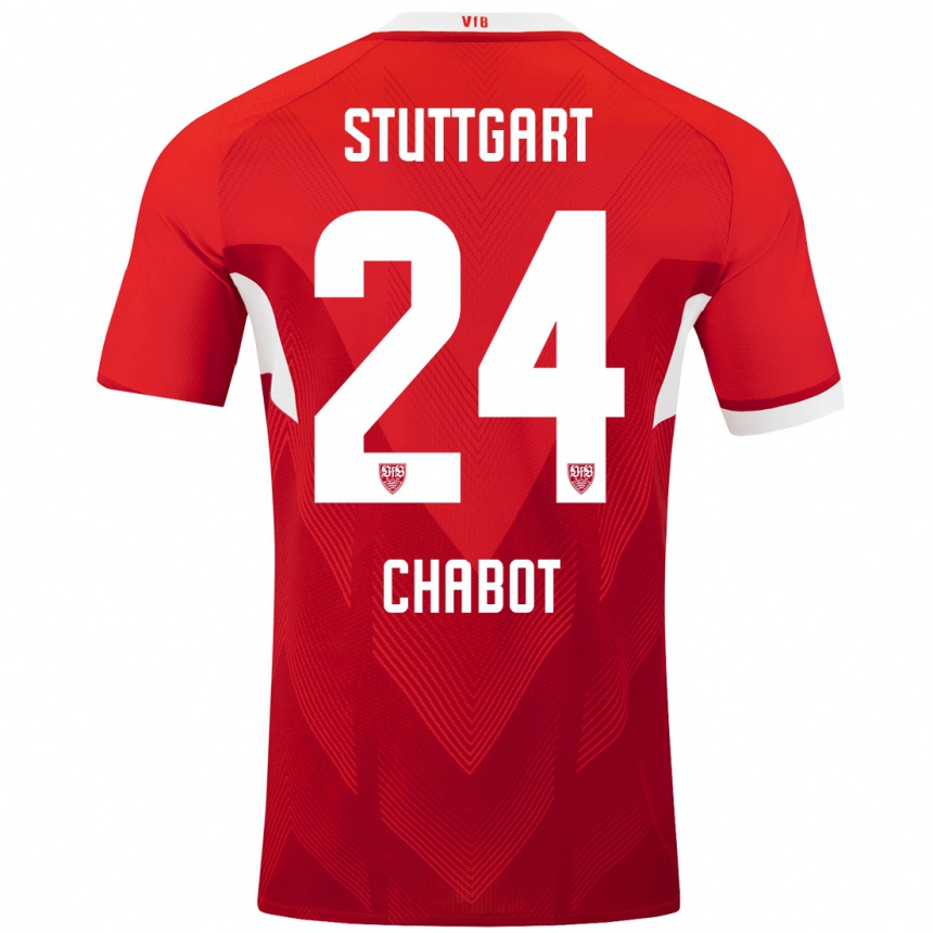 Enfant Football Maillot Jeff Chabot #24 Blanc Rouge Tenues Extérieur 2024/25 Canada