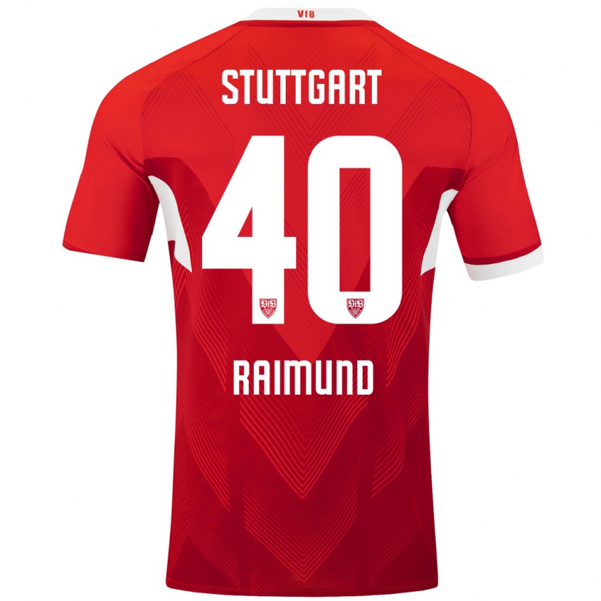 Enfant Football Maillot Luca Raimund #40 Blanc Rouge Tenues Extérieur 2024/25 Canada