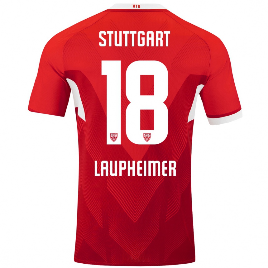 Enfant Football Maillot Lukas Laupheimer #18 Blanc Rouge Tenues Extérieur 2024/25 Canada