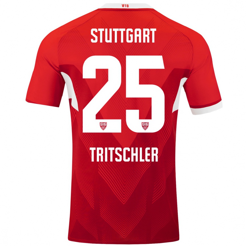 Kids Football David Tritschler #25 Red White Away Jersey 2024/25 T-Shirt Canada