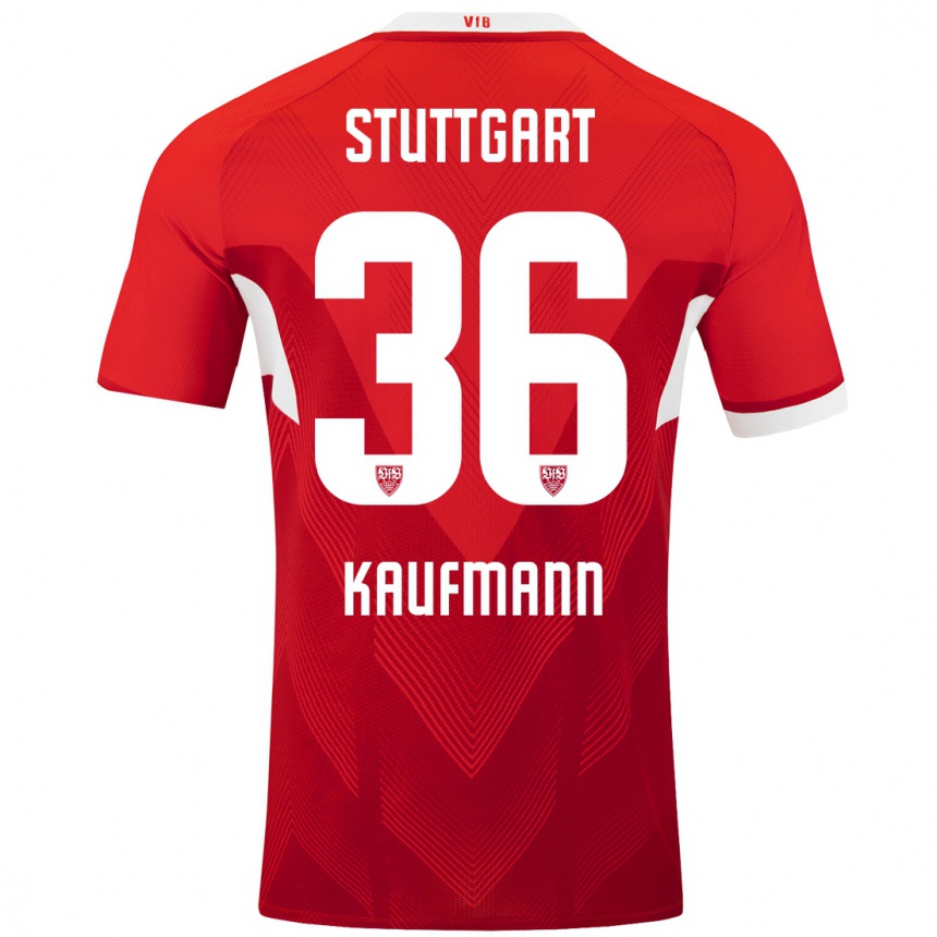 Enfant Football Maillot Tino Kaufmann #36 Blanc Rouge Tenues Extérieur 2024/25 Canada