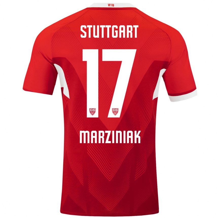 Enfant Football Maillot Chiara Marziniak #17 Blanc Rouge Tenues Extérieur 2024/25 Canada