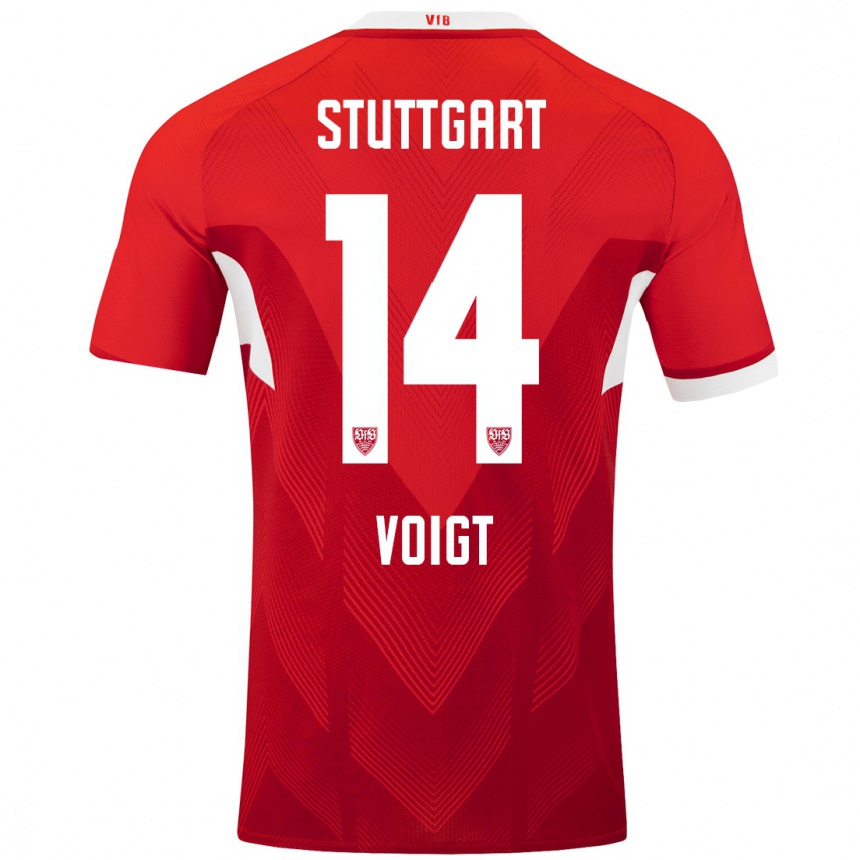 Kids Football Max Voigt #14 Red White Away Jersey 2024/25 T-Shirt Canada