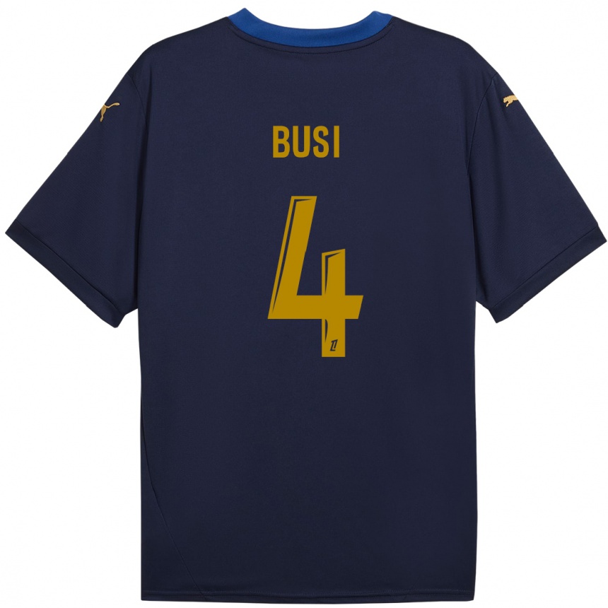 Kids Football Maxime Busi #4 Navy Gold Away Jersey 2024/25 T-Shirt Canada