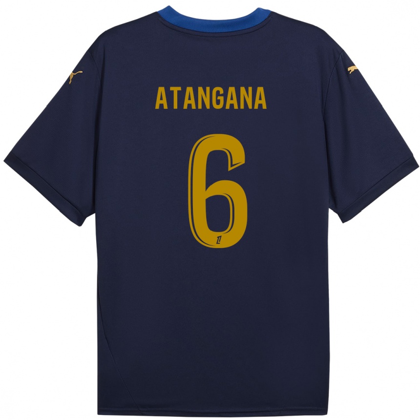 Enfant Football Maillot Valentin Atangana Edoa #6 Bleu Marine Doré Tenues Extérieur 2024/25 Canada