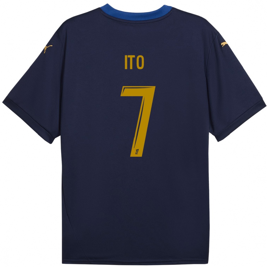 Enfant Football Maillot Junya Ito #7 Bleu Marine Doré Tenues Extérieur 2024/25 Canada