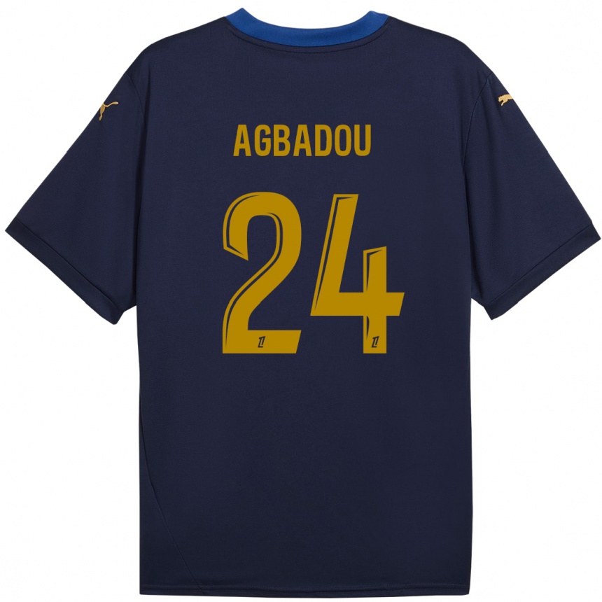 Kids Football Emmanuel Agbadou #24 Navy Gold Away Jersey 2024/25 T-Shirt Canada