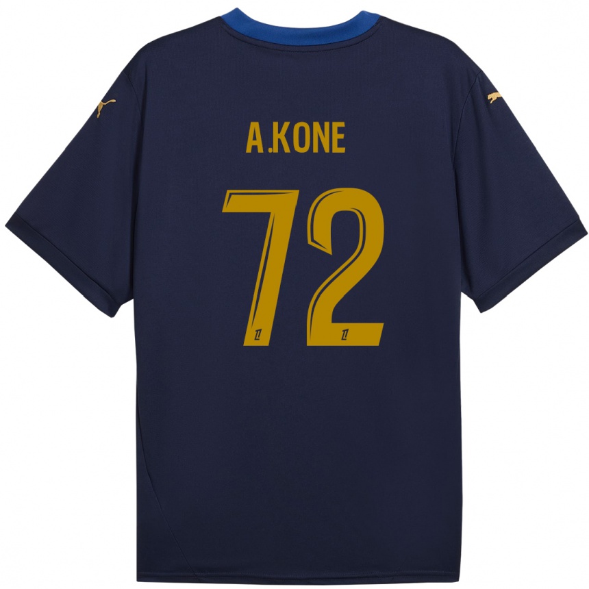 Enfant Football Maillot Amadou Koné #72 Bleu Marine Doré Tenues Extérieur 2024/25 Canada