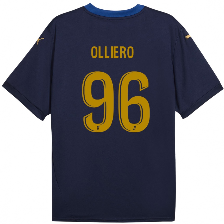 Enfant Football Maillot Alexandre Olliero #96 Bleu Marine Doré Tenues Extérieur 2024/25 Canada