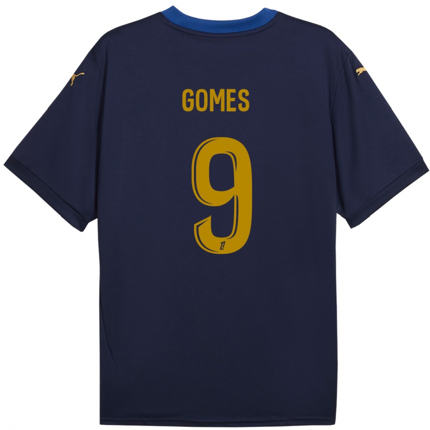 Enfant Football Maillot Mélissa Gomes #9 Bleu Marine Doré Tenues Extérieur 2024/25 Canada