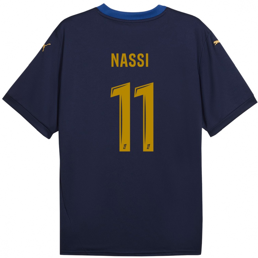 Kids Football Jade Nassi #11 Navy Gold Away Jersey 2024/25 T-Shirt Canada