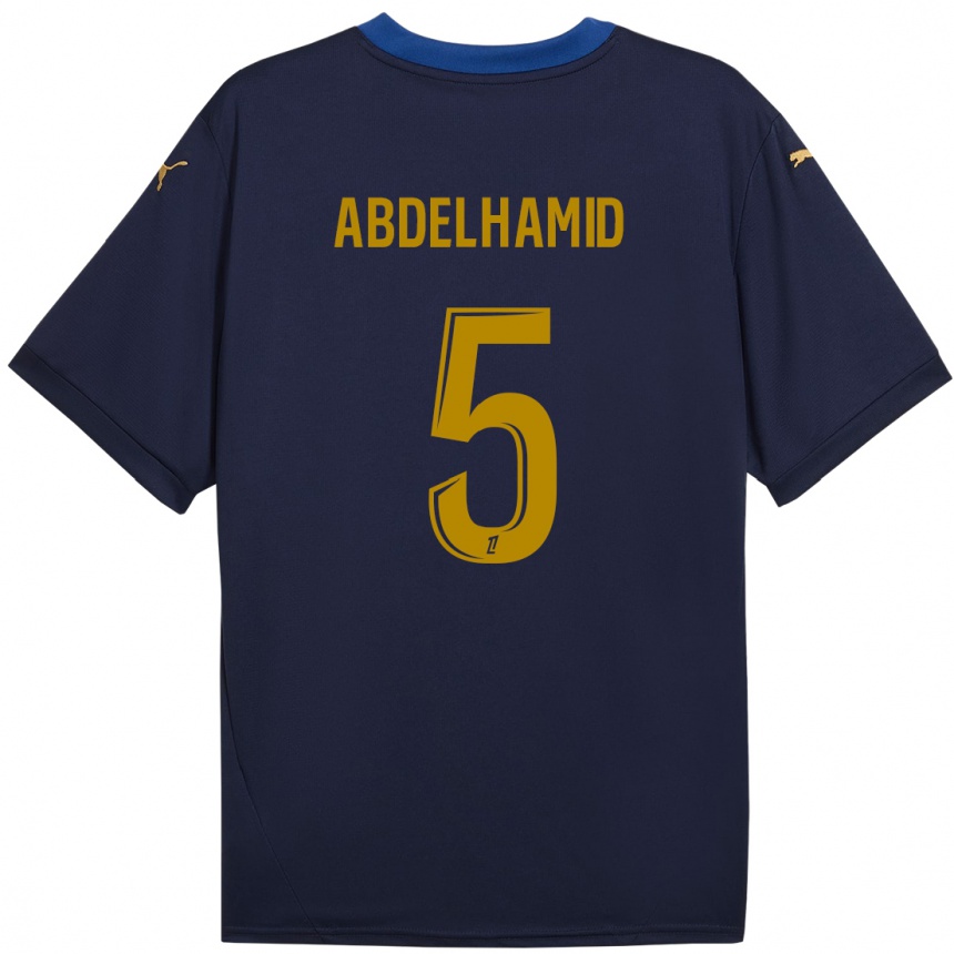 Kids Football Yunis Abdelhamid #5 Navy Gold Away Jersey 2024/25 T-Shirt Canada