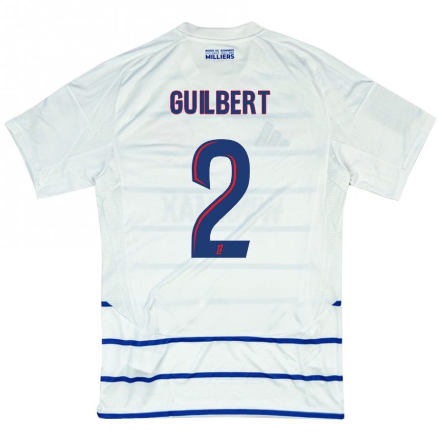 Enfant Football Maillot Frédéric Guilbert #2 Blanc Bleu Tenues Extérieur 2024/25 Canada