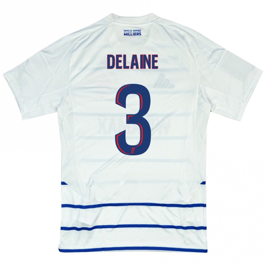 Kids Football Thomas Delaine #3 White Blue Away Jersey 2024/25 T-Shirt Canada