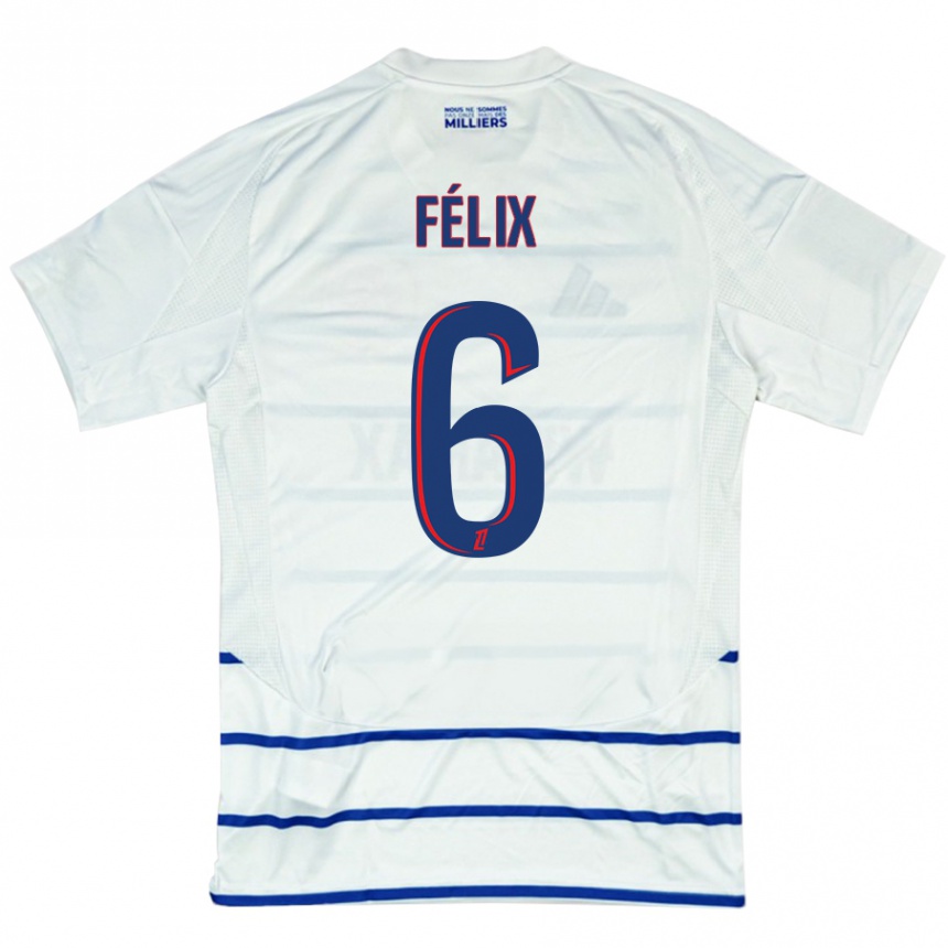 Enfant Football Maillot Félix Lemaréchal #6 Blanc Bleu Tenues Extérieur 2024/25 Canada