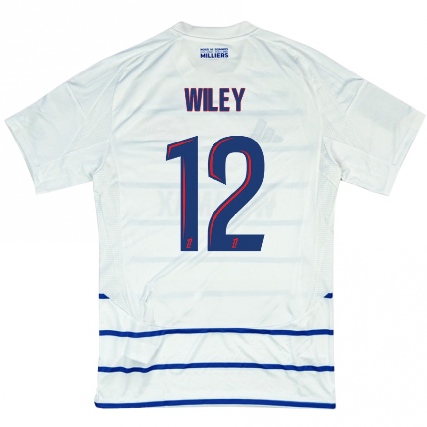 Kids Football Caleb Wiley #12 White Blue Away Jersey 2024/25 T-Shirt Canada