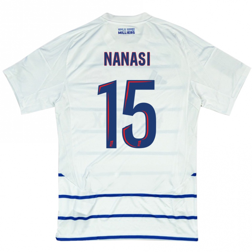 Enfant Football Maillot Sebastian Nanasi #15 Blanc Bleu Tenues Extérieur 2024/25 Canada