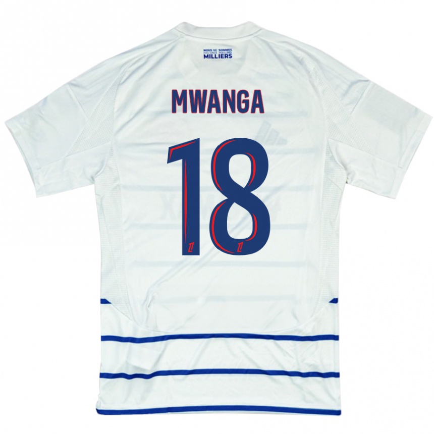 Kids Football Junior Mwanga #18 White Blue Away Jersey 2024/25 T-Shirt Canada