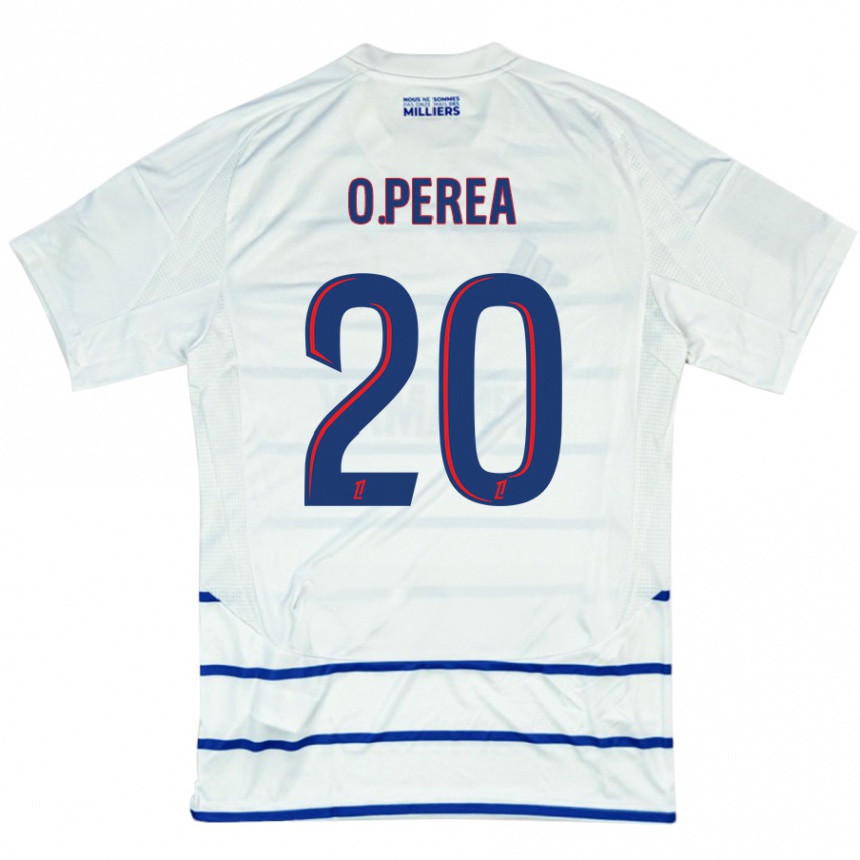 Enfant Football Maillot Óscar Perea #20 Blanc Bleu Tenues Extérieur 2024/25 Canada