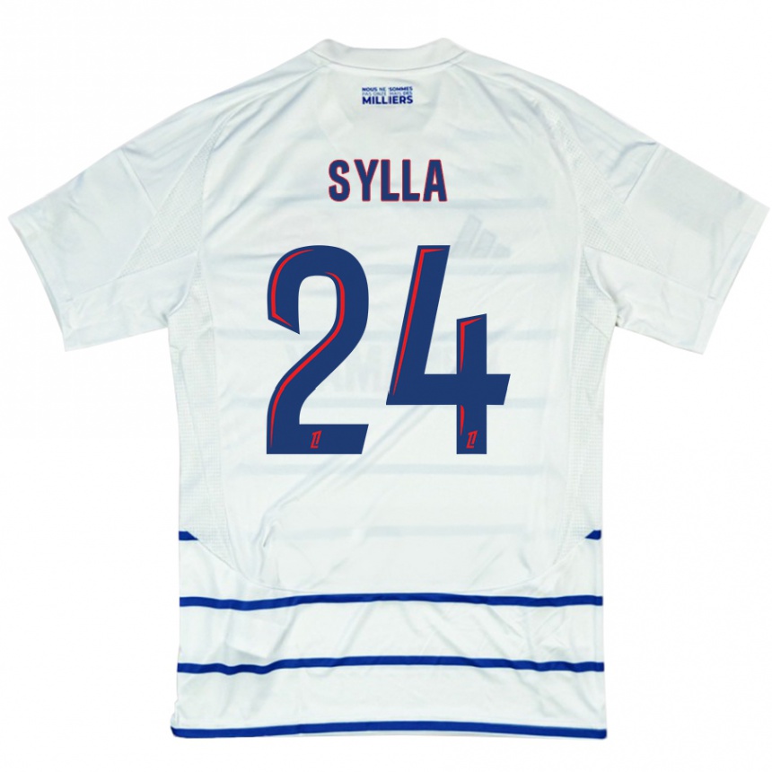 Kids Football Abakar Sylla #24 White Blue Away Jersey 2024/25 T-Shirt Canada