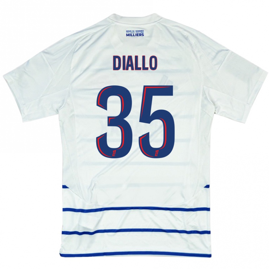 Kids Football Tidiane Diallo #35 White Blue Away Jersey 2024/25 T-Shirt Canada