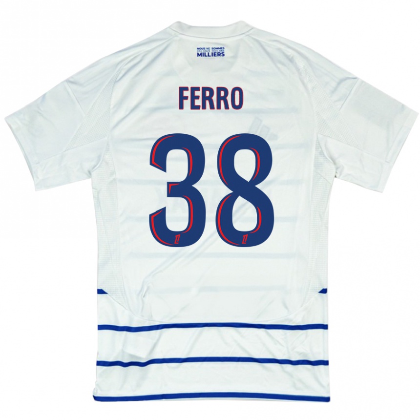 Enfant Football Maillot Nolan Ferro #38 Blanc Bleu Tenues Extérieur 2024/25 Canada