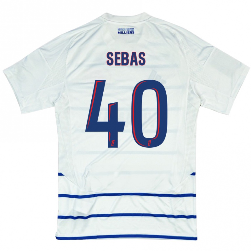 Kids Football Jérémy Sebas #40 White Blue Away Jersey 2024/25 T-Shirt Canada