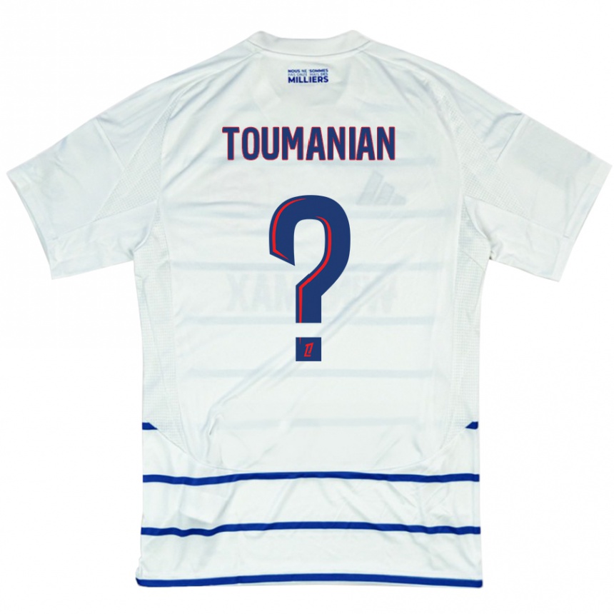 Enfant Football Maillot Anthony Toumanian #0 Blanc Bleu Tenues Extérieur 2024/25 Canada