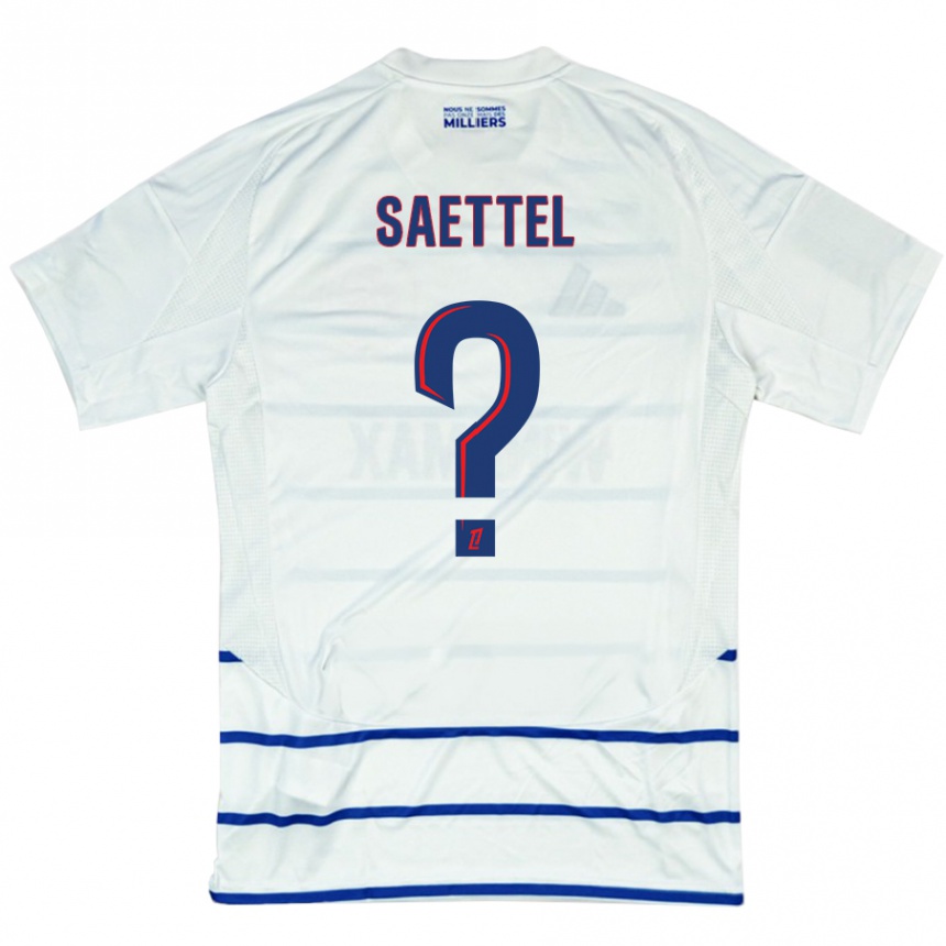 Kids Football Tom Saettel #0 White Blue Away Jersey 2024/25 T-Shirt Canada