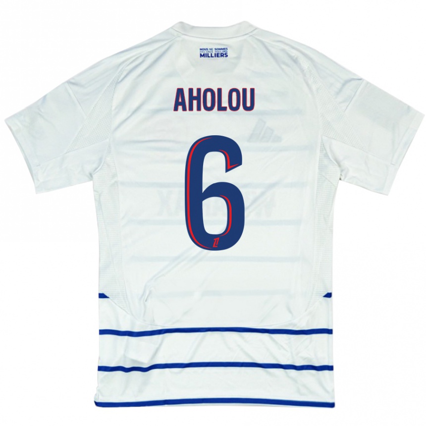 Kids Football Jean-Eudes Aholou #6 White Blue Away Jersey 2024/25 T-Shirt Canada