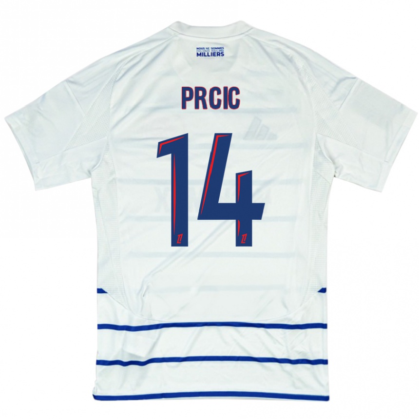 Kids Football Sanjin Prcic #14 White Blue Away Jersey 2024/25 T-Shirt Canada