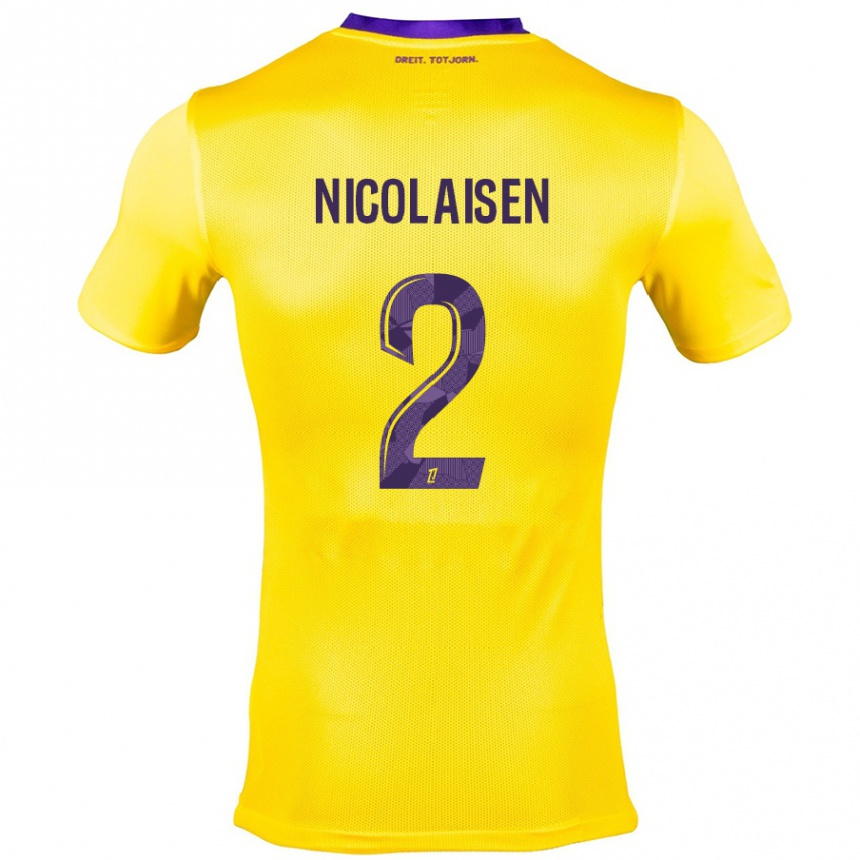 Kids Football Rasmus Nicolaisen #2 Yellow Purple Away Jersey 2024/25 T-Shirt Canada