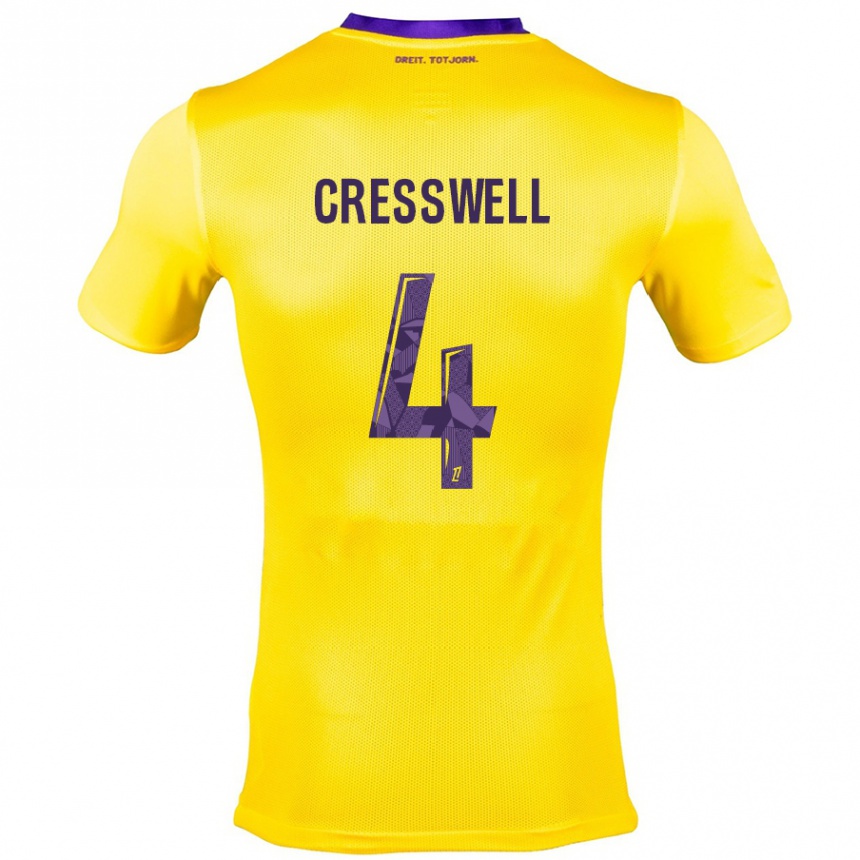 Kids Football Charlie Cresswell #4 Yellow Purple Away Jersey 2024/25 T-Shirt Canada