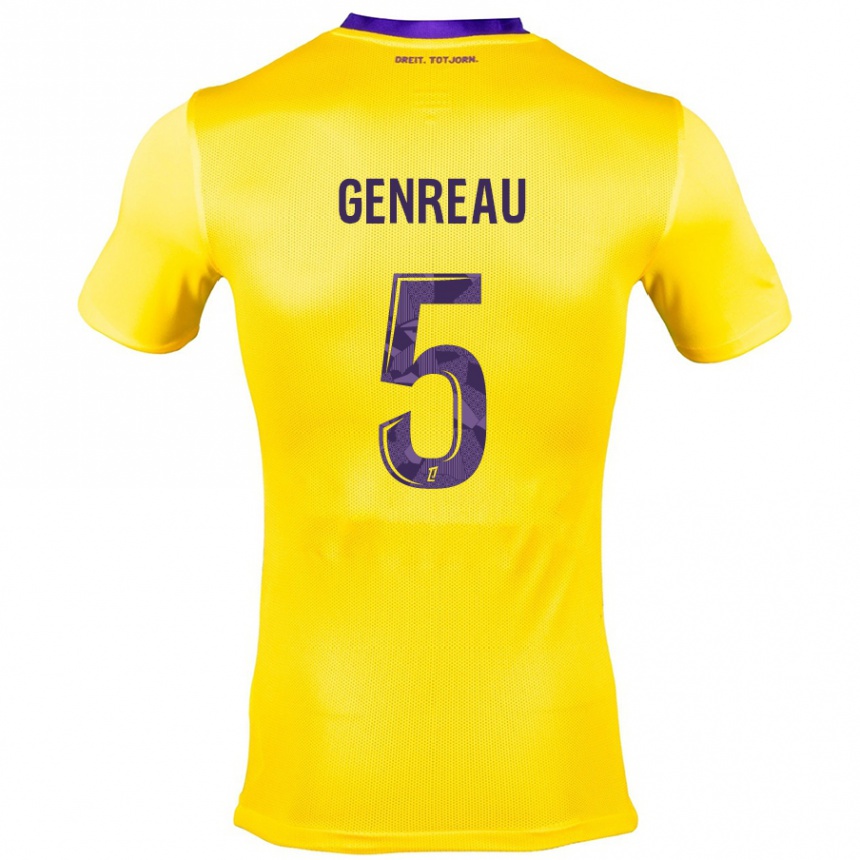 Enfant Football Maillot Denis Genreau #5 Jaune Violet Tenues Extérieur 2024/25 Canada