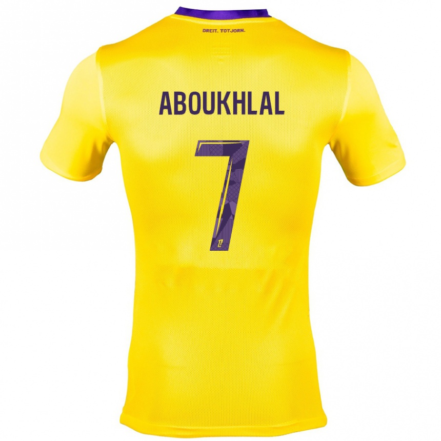 Enfant Football Maillot Zakaria Aboukhlal #7 Jaune Violet Tenues Extérieur 2024/25 Canada