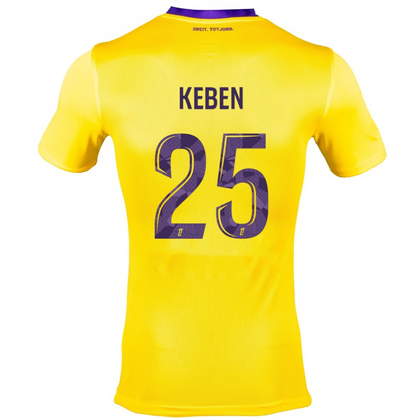 Kids Football Kévin Keben #25 Yellow Purple Away Jersey 2024/25 T-Shirt Canada