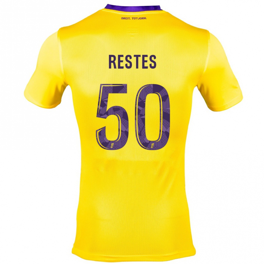 Kids Football Guillaume Restes #50 Yellow Purple Away Jersey 2024/25 T-Shirt Canada