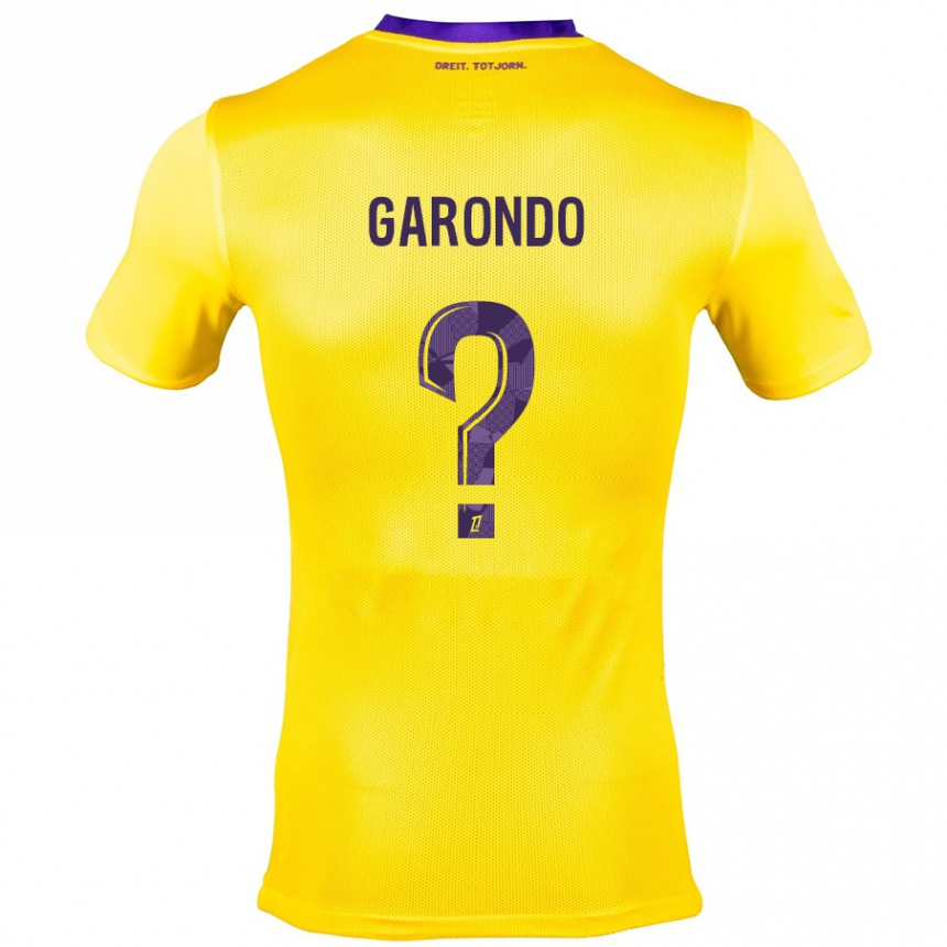 Kids Football Thibaud Garondo #0 Yellow Purple Away Jersey 2024/25 T-Shirt Canada