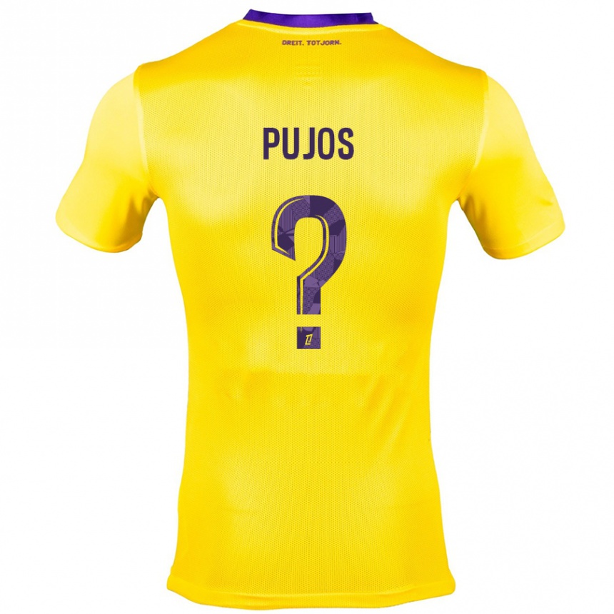 Kids Football Clément Pujos #0 Yellow Purple Away Jersey 2024/25 T-Shirt Canada