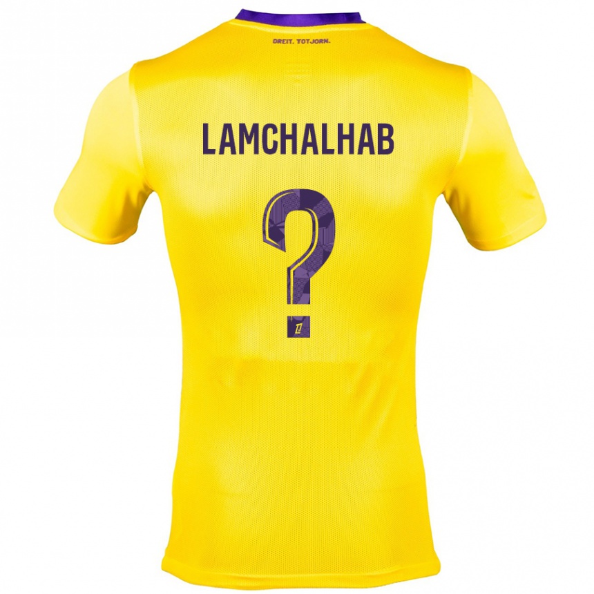 Kids Football Merwan Lamchalhab #0 Yellow Purple Away Jersey 2024/25 T-Shirt Canada