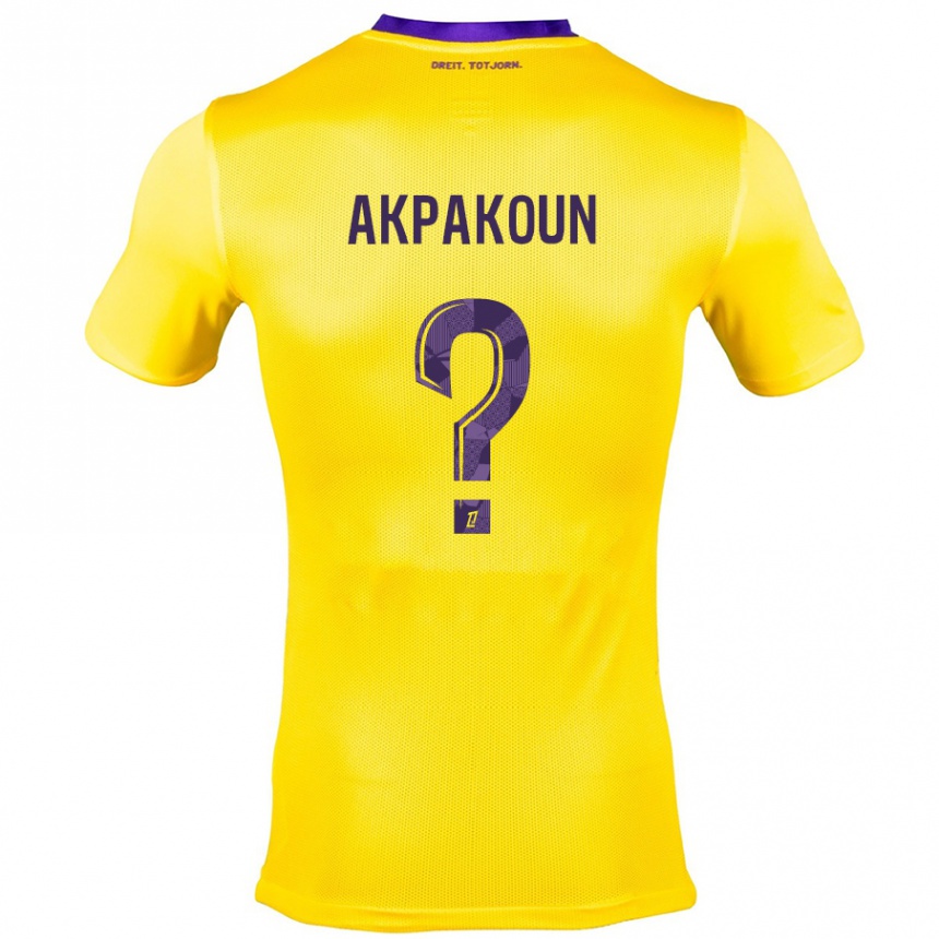 Kids Football Noé Akpakoun #0 Yellow Purple Away Jersey 2024/25 T-Shirt Canada